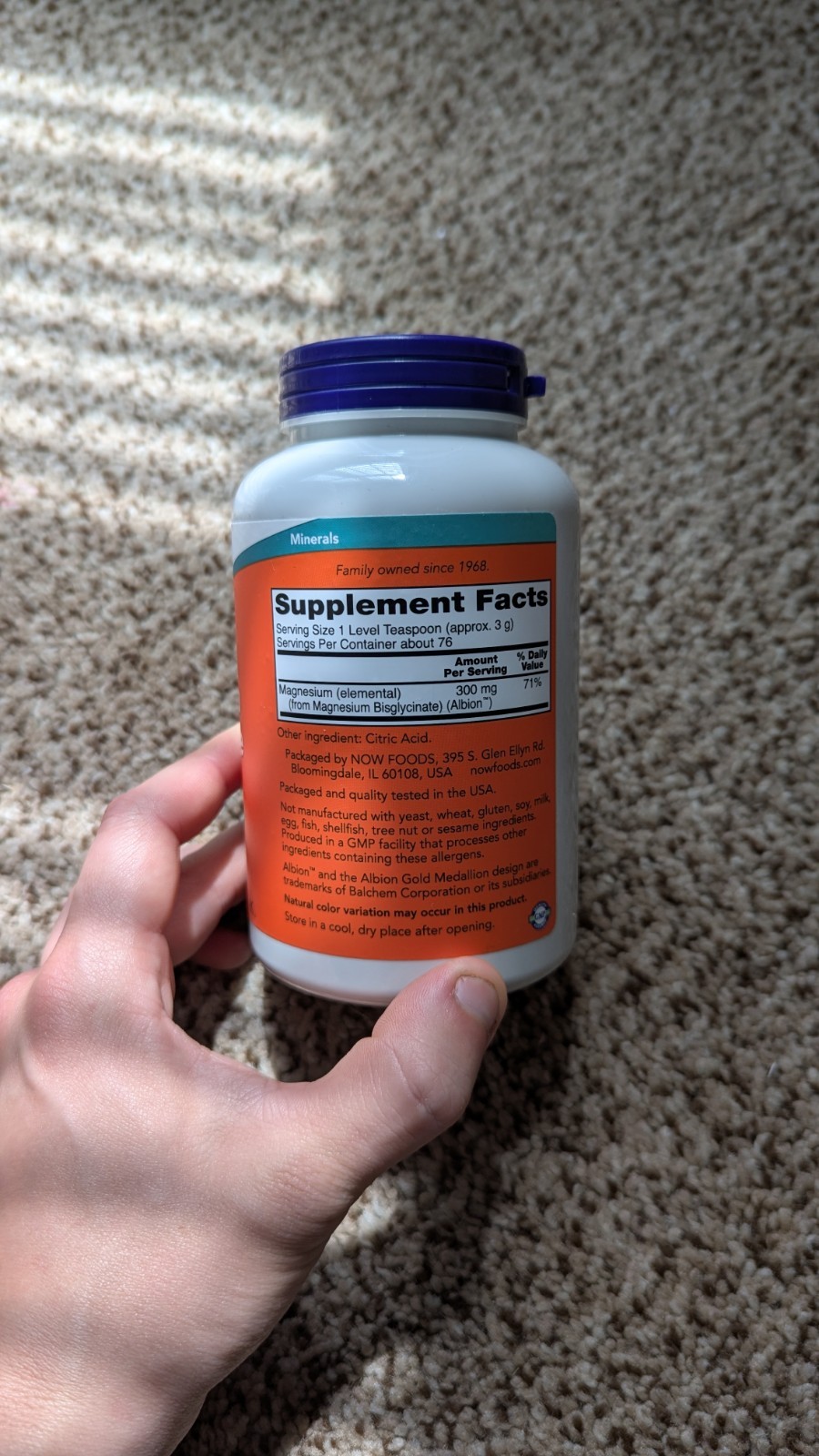 Now Magnesium Bisglycinate Powder 8 oz Exp 01/2029