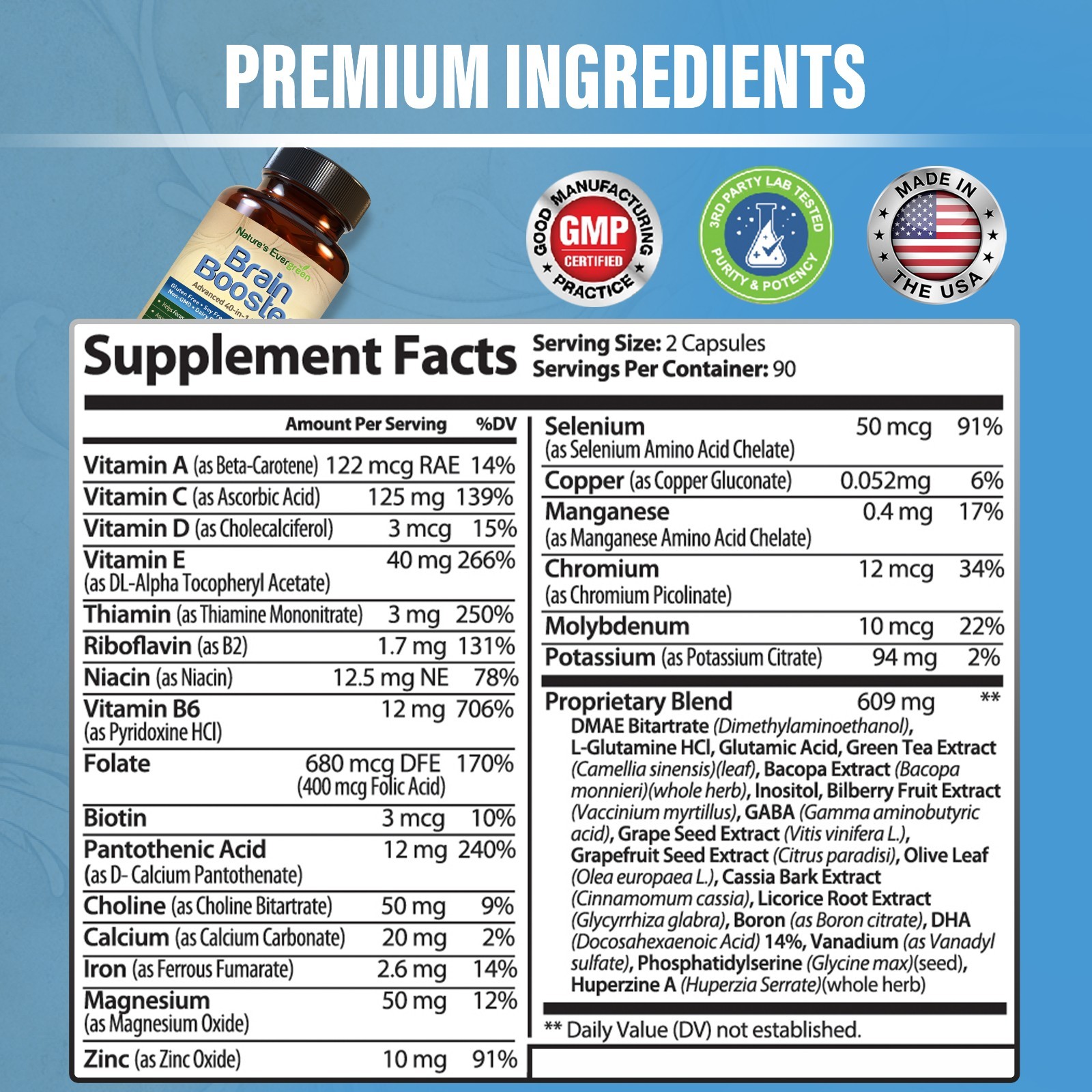 Brain Health & Memory Booster, Focus Function Clarity Nootropic Supplement 180ct