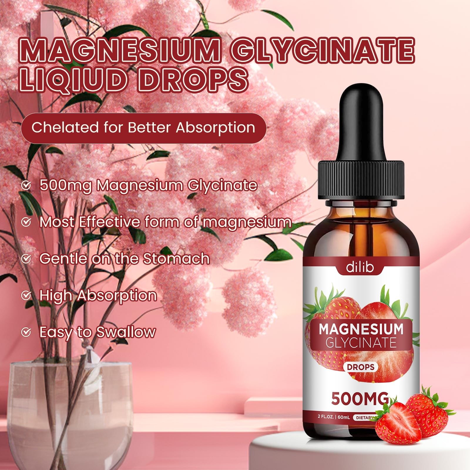 dilib Magnesium Glycinate Supplement, Liquid 2 Fl Oz (Pack of 1)