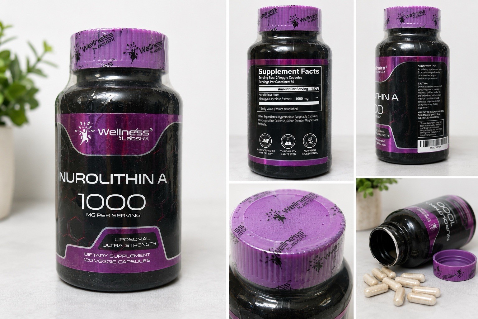 Wellness LabsRX Urolithin A 1000mg Liposomal 120 Capsules Non-GMO Tested