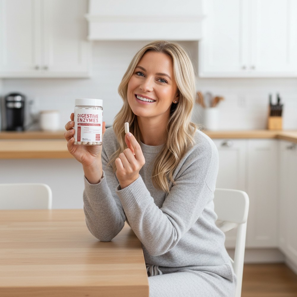 ESUNM Dual-Action Digestive Enzymes,Multi Enzymes+Probiotics+Organic Prebiotics