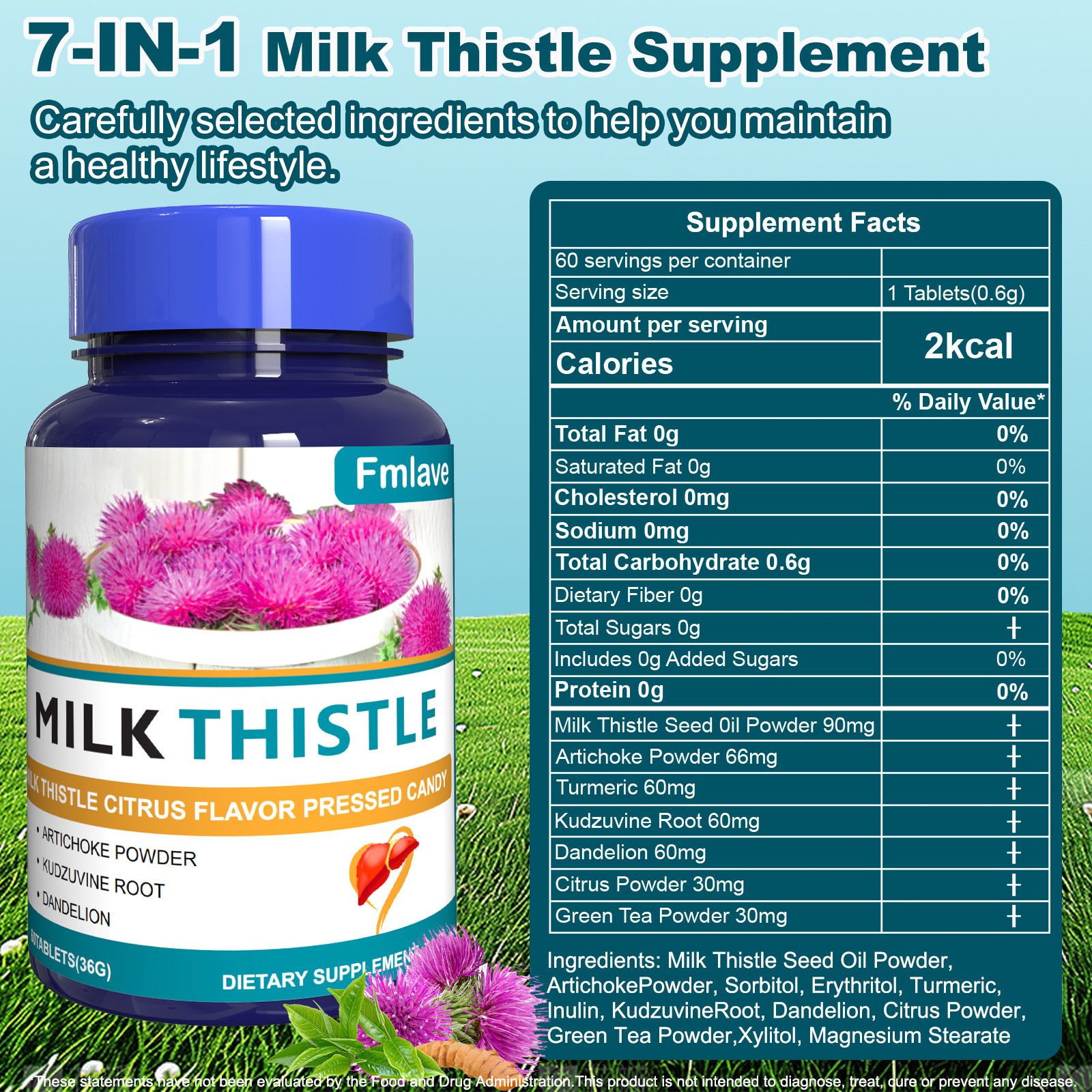 Liver Cleanse Detox Milk Thistle Extracts Silymarin, Artichoke, Dandelion 2 pack