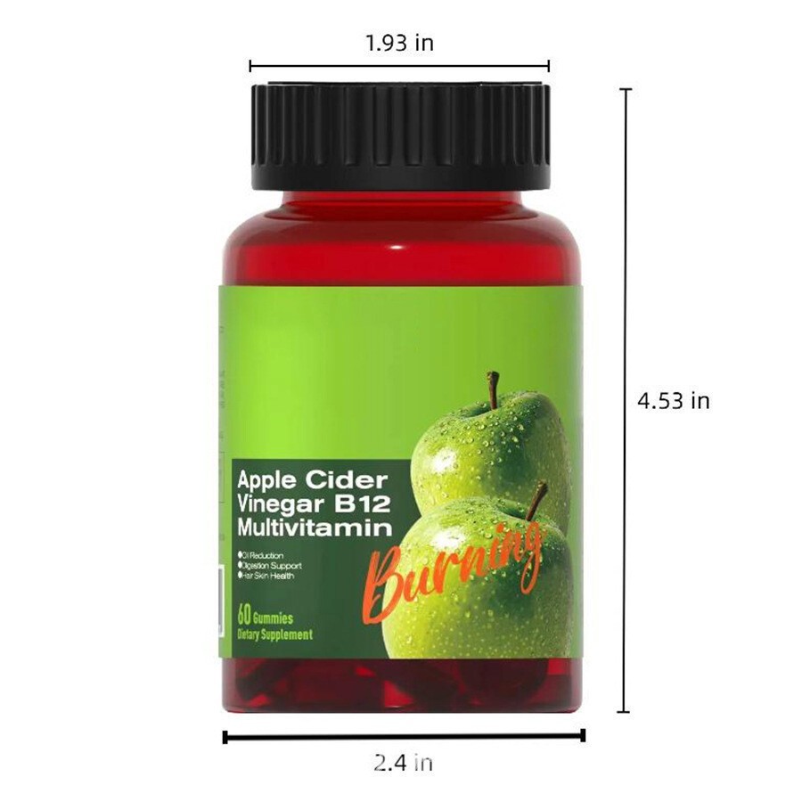 3PK Apple Cider Vinegar B12 Multivitamin-Apple Cider Vinegar Gummies-60Gummies