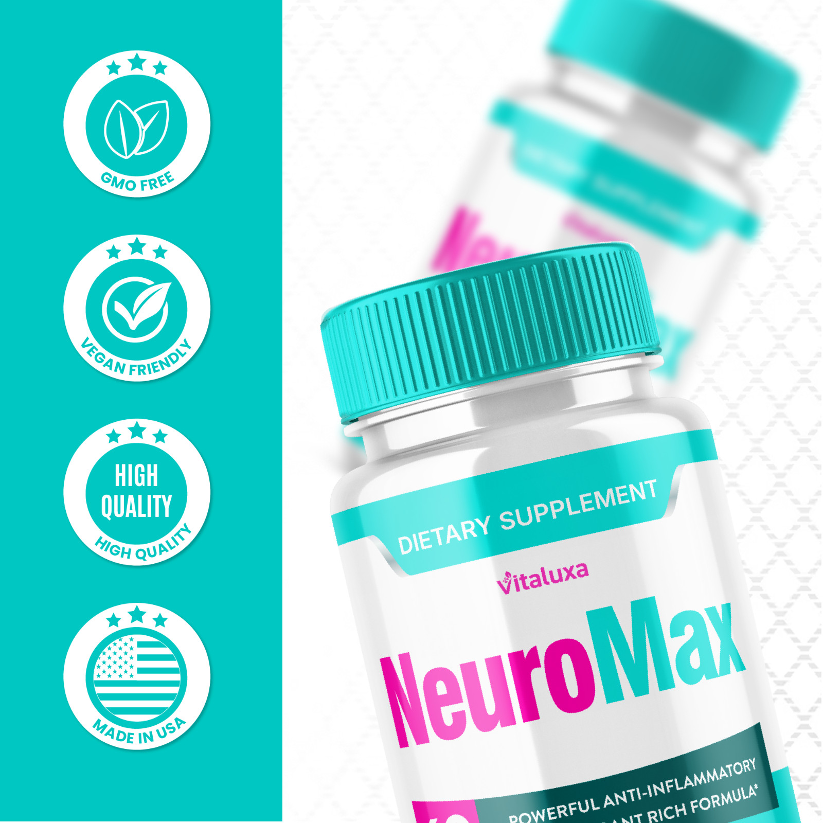 (5 Pack) NeuroMax Pills with Natural Formula for Brain Supplement (300 Capsules)