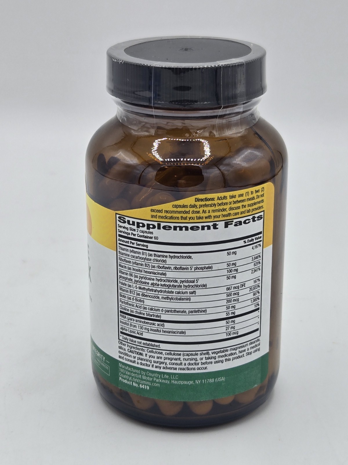 Coenzyme B-Complex By Country Life- 120 Gluten-free Vegan Capsules- Exp 03/2028