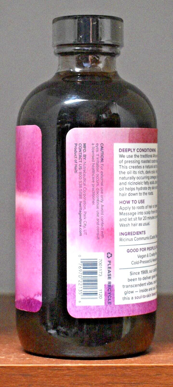 Black Castor Oil Heritage Store 8 fl oz 100% Unrefined Natural