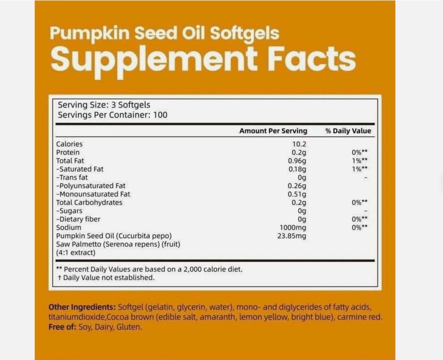 VIVONU Pumpkin Seed Oil 1000mg with Saw Palmetto 300 Softgels