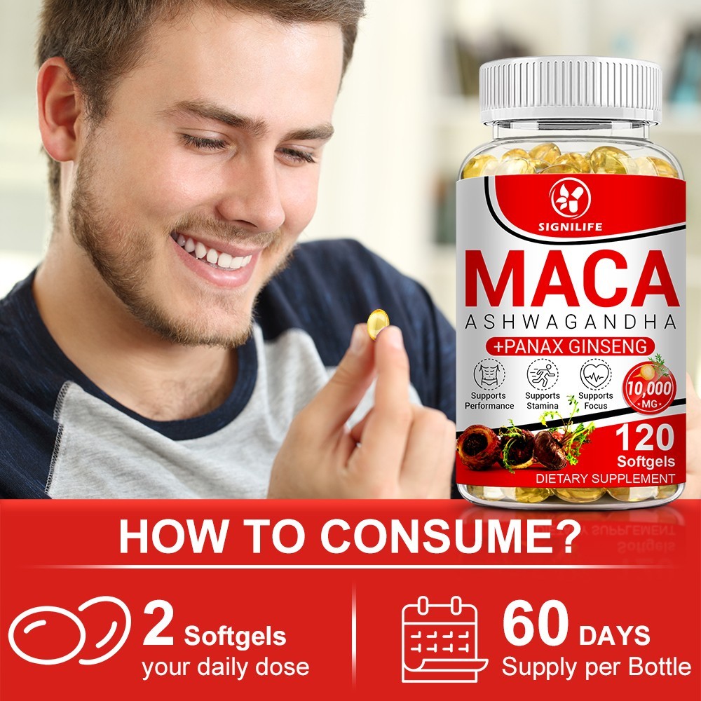 Organic Maca Root + Panax Ginseng 10000mg, Peruvian Maca Extract for Men & Women