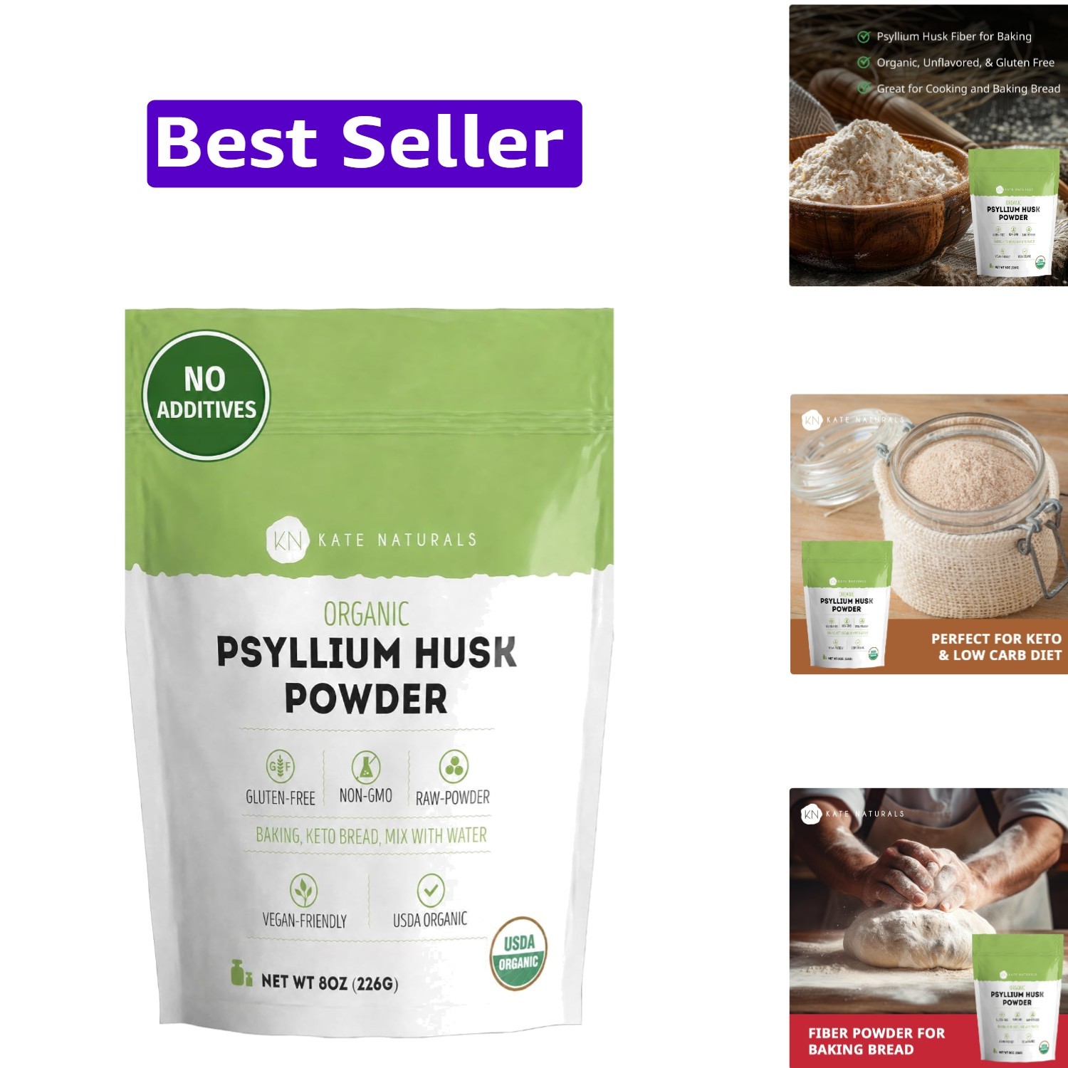 Psyllium Husk Powder for Fiber, Digestion & Baking Bread. Mixes Easily with J…