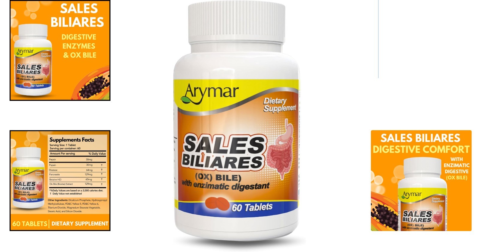 Sales Biliares Ox Bile & Digestive Enzymes – 60 Natural Tablets for Gut Health