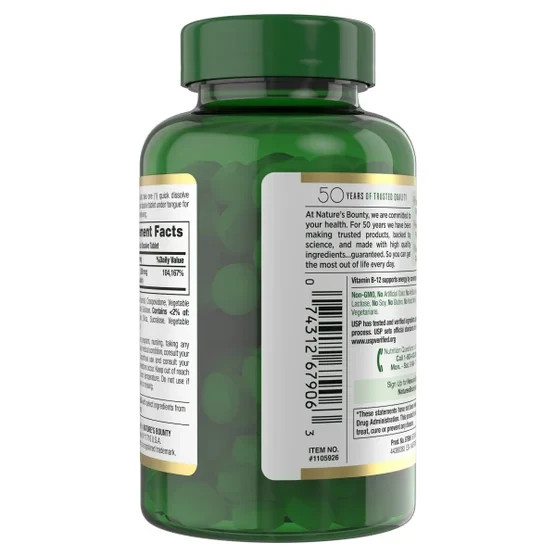 Nature’s Bounty Vitamin B-12 2500 mcg, 300 Quick Dissolve Tablets Exp 10/2028