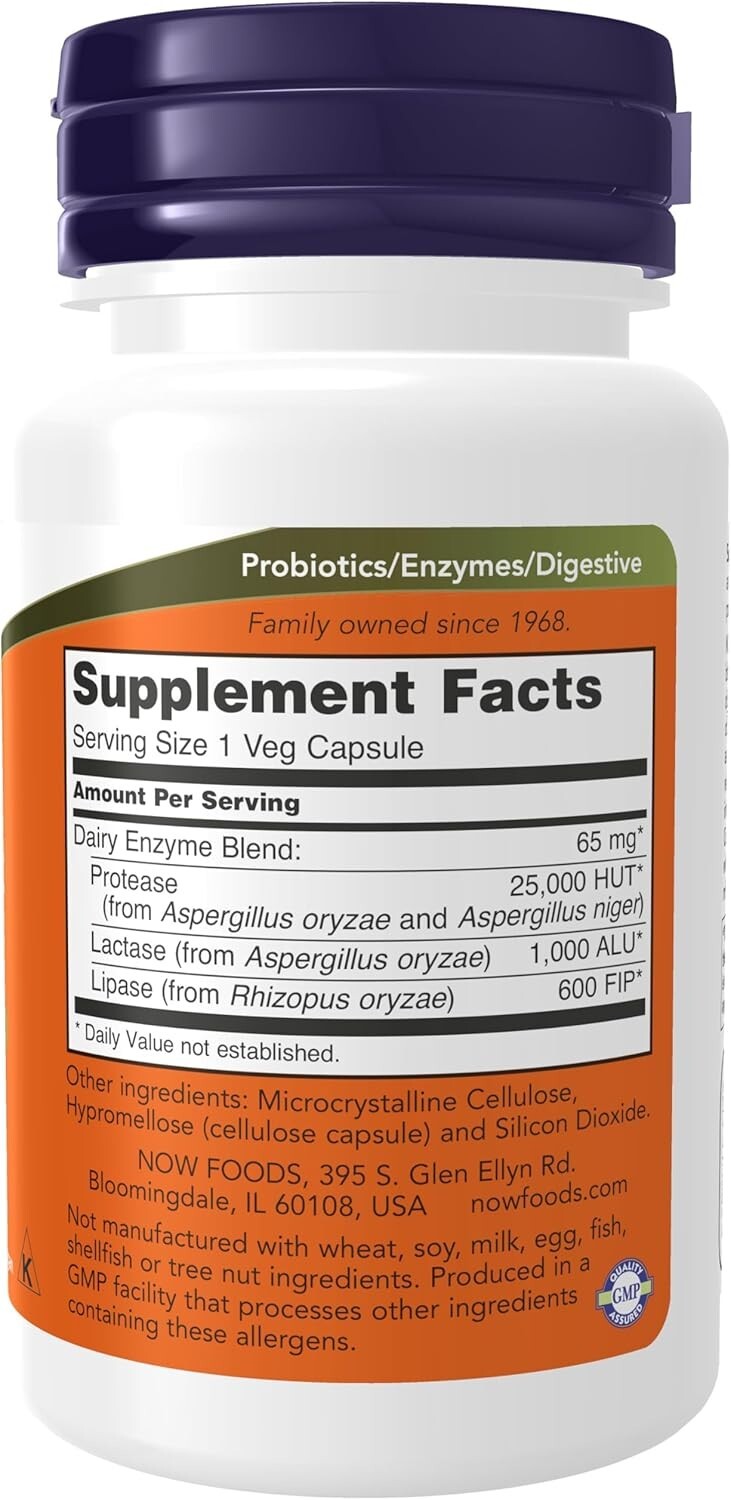 NOW FOODS (2 PACKS) Dairy Digest Complete 90 Veg Capsules