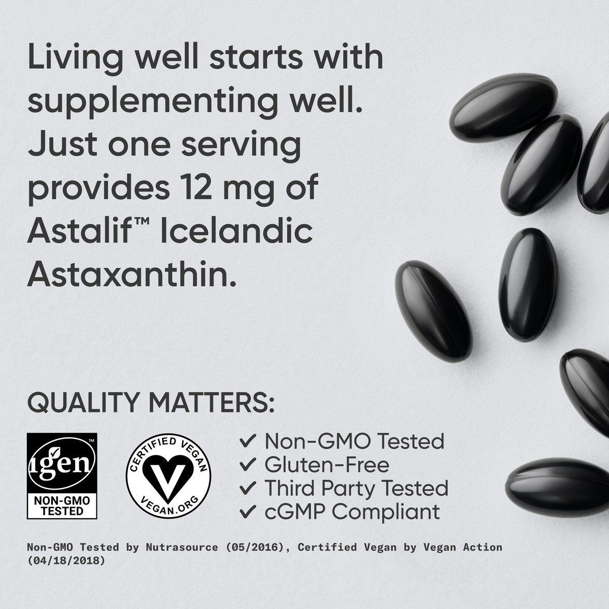 Triple Strength Vegan Astaxanthin from Algae – Non-GMO w/ Coconut Oil – 60 Count