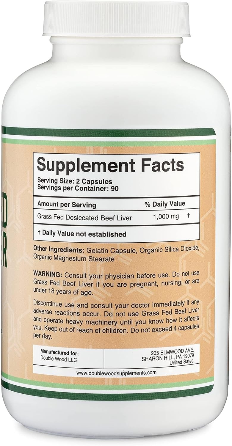 Beef Liver Capsules (1,000mg of Grass Fed, Desiccated per…