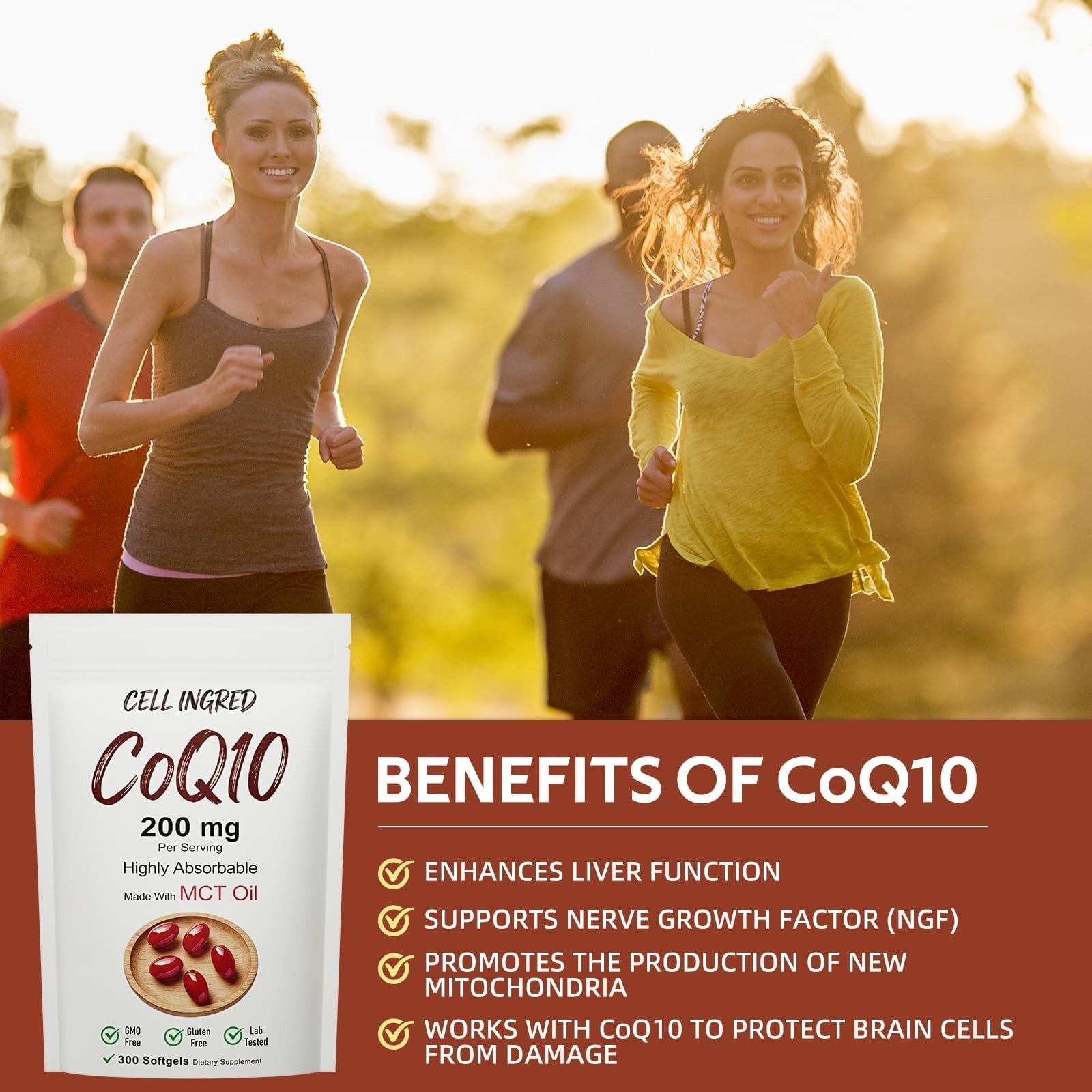 CoQ10 200mg Softgels with Coconut MCT Oil – Antioxidant Heart & Energy Support,