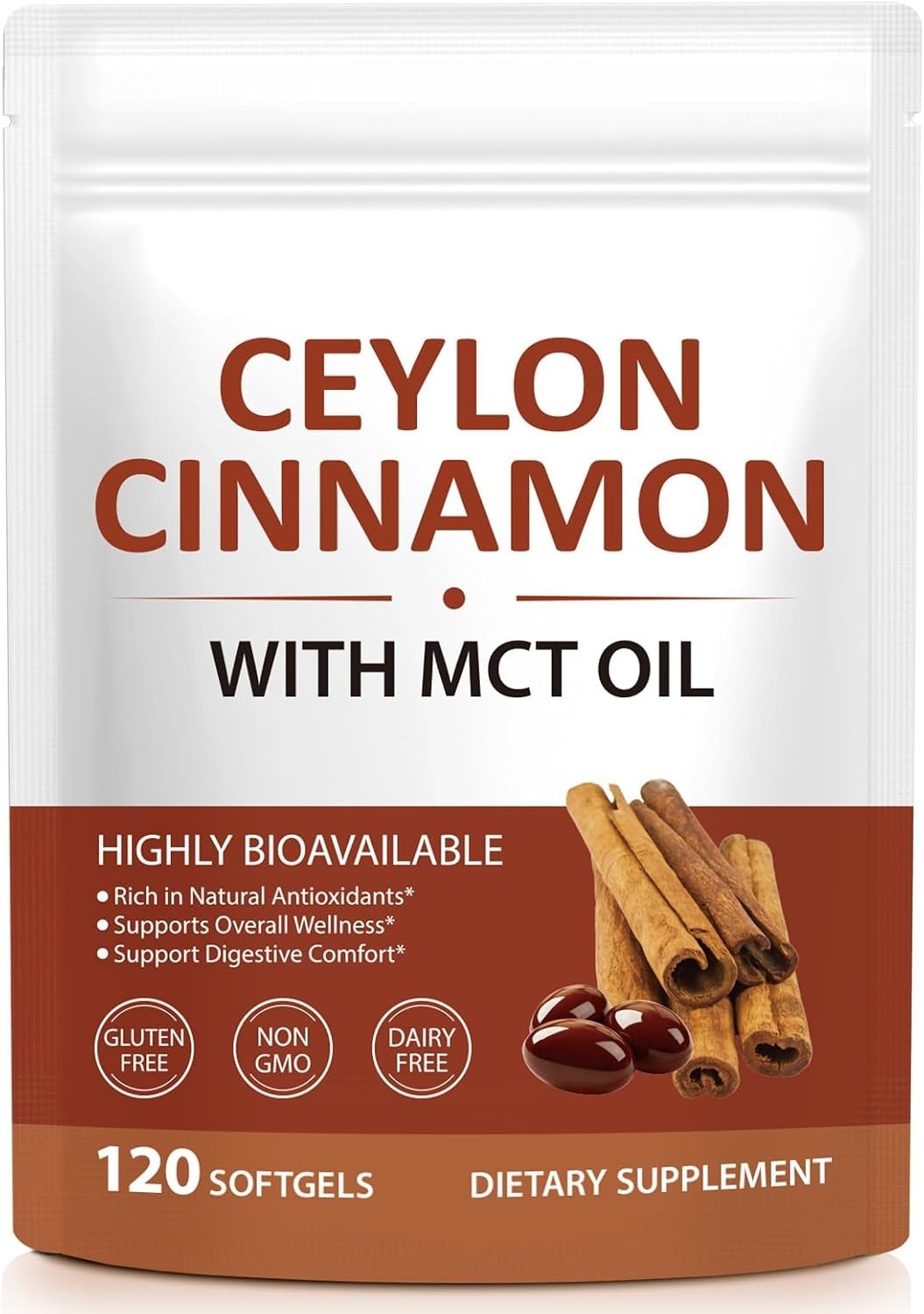 300pc Ceylon Cinnamon SoftGelsCinnamon Supplements with MCT Oil Herbal Cinnamon