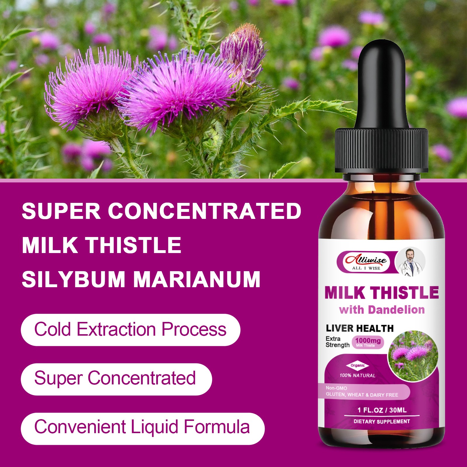 Liver Detox and Cleanse Liquid Drop Extra Strength Milk Thistle Seed Extract