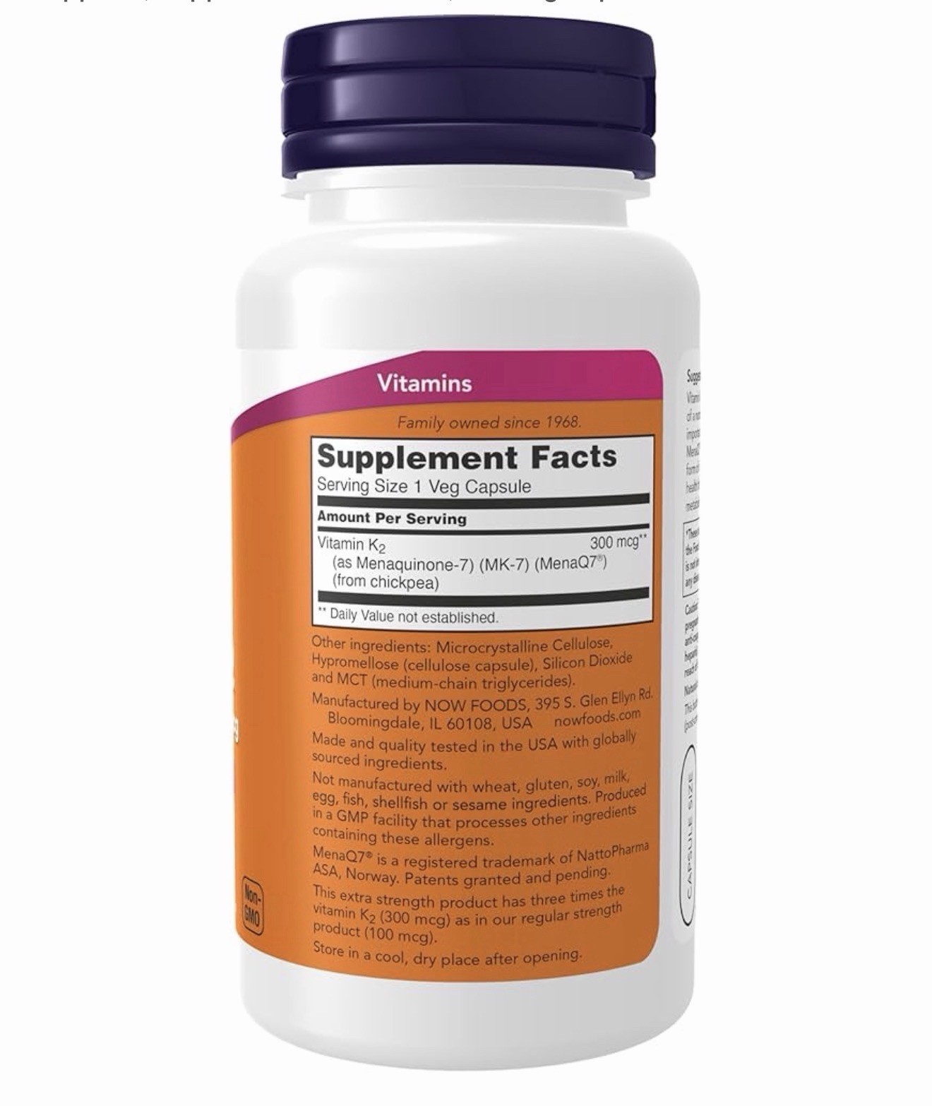 NOW MK-7 Vitamin K-2 Extra Strength 120 Veg Caps, 12/27