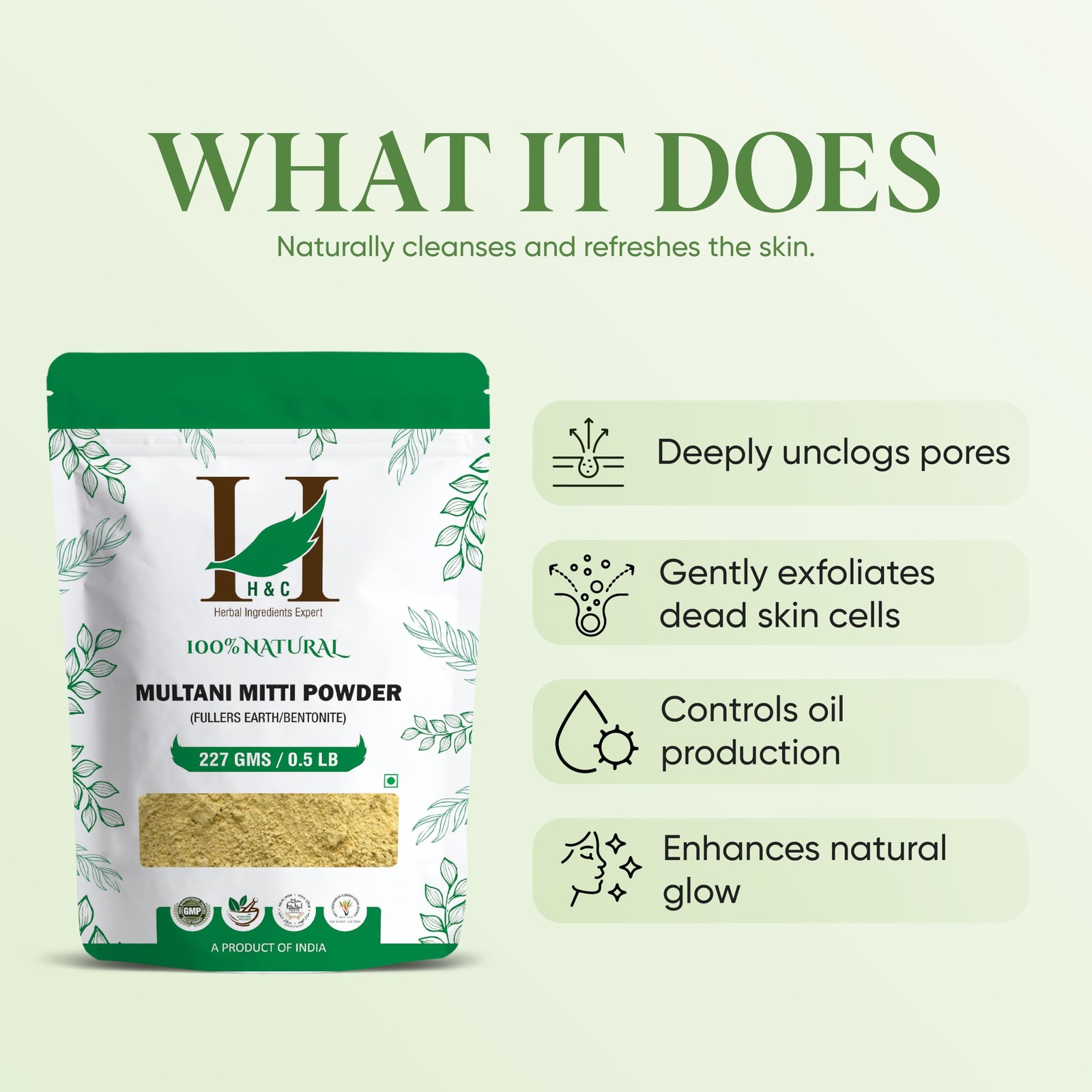 H&C Herbal Ingredients Expert 100% Pure Fuller’s Earth 8 Ounce (Pack of 1)