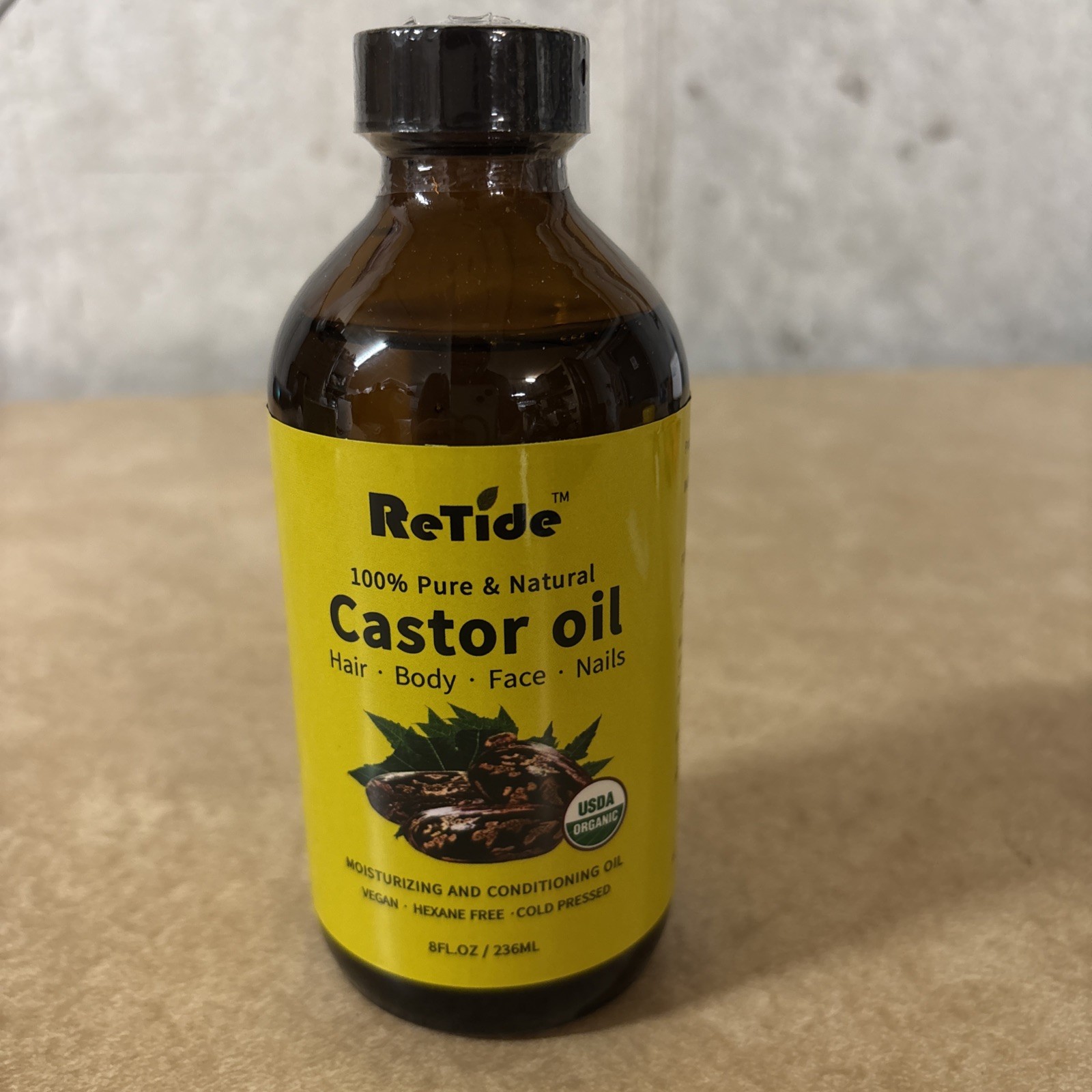 ReTide 100% Pure & Natural Cold Pressed Organic Castor Oil 8oz