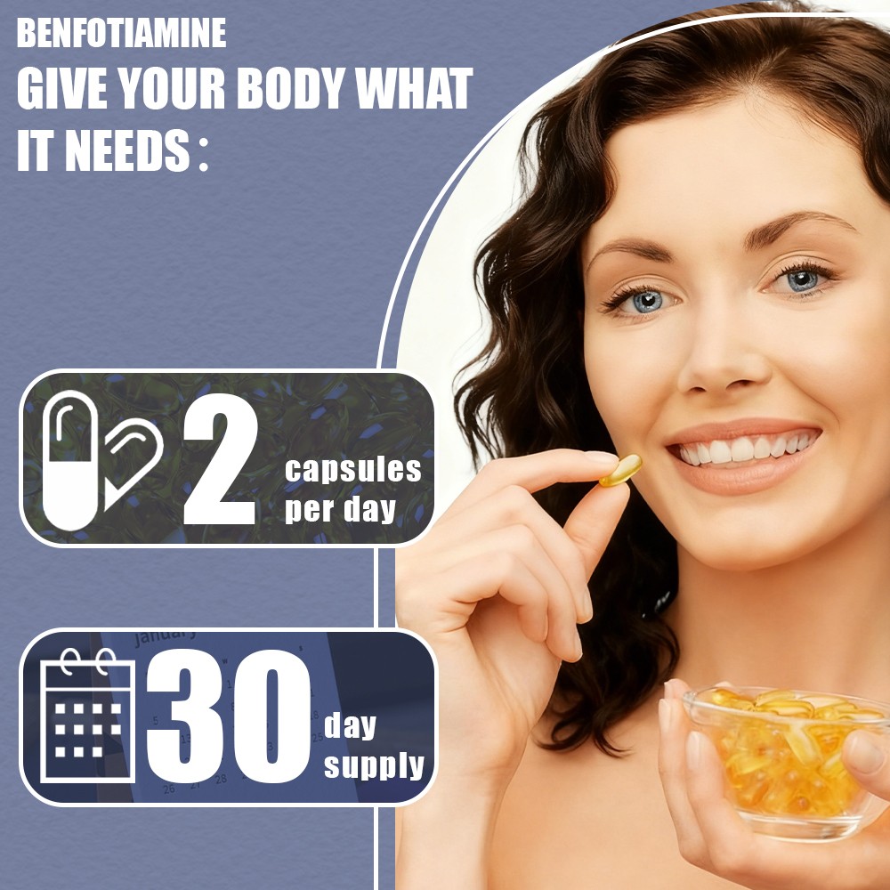 Benfotiamine 60 Capsules Fat Soluble Vitamin B1 Supplement