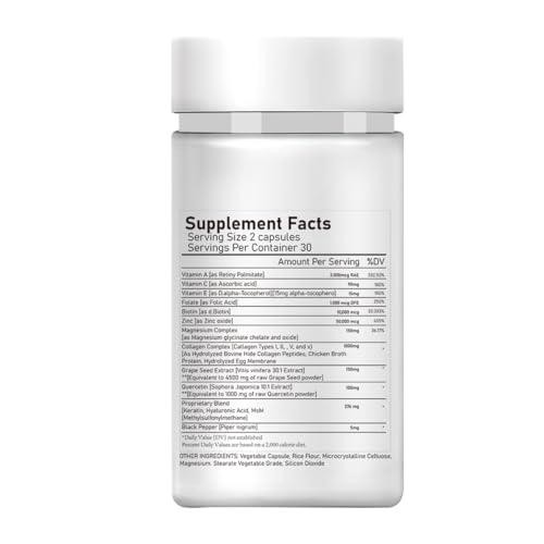 ESUNM Multi Collagen Capsules for Women and Men – Type I, II, III, V, X – with C
