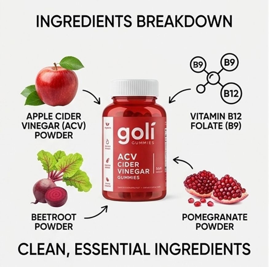Goli 3-Pack Bundle: ACV, Ashwagandha, Probiotics Gummies 180ct Vegan Supplement