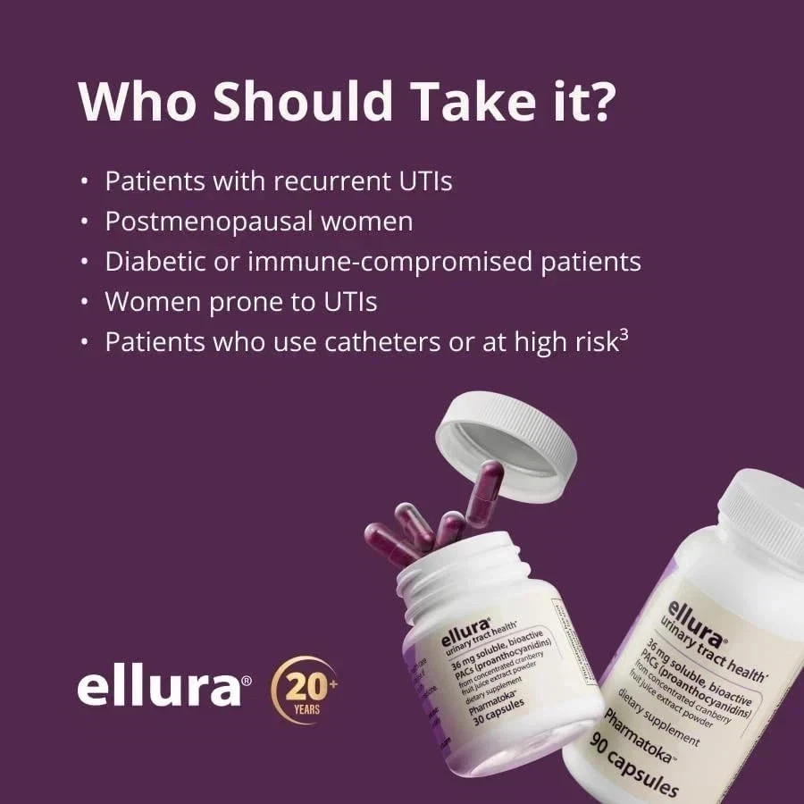 3 Pack Ellura 36mg Cranberry Capsules 90ct UTI Support Supplement Urinary Health