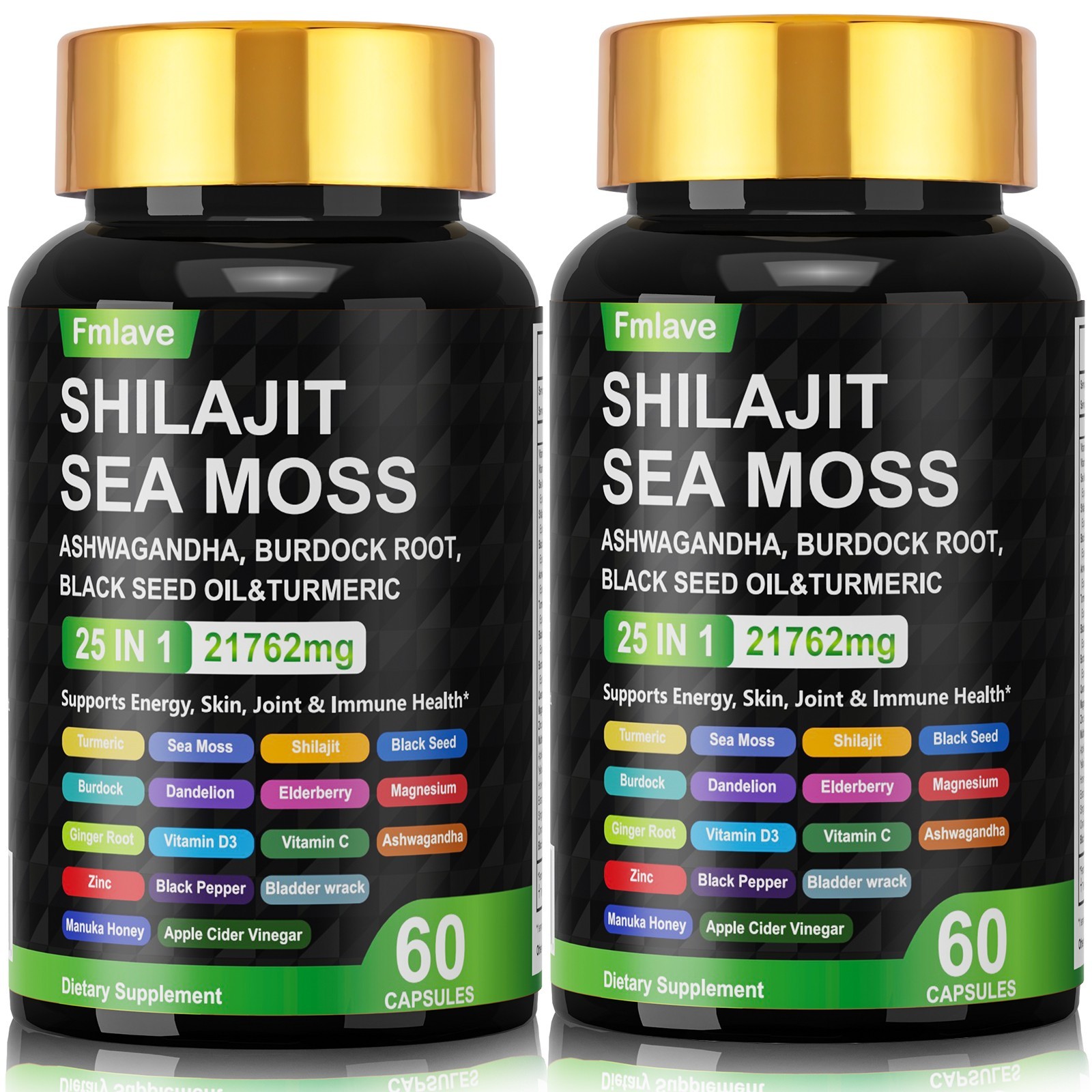 2x Certified Organic Sea Moss Capsules Irish Sea Moss Bladderwrack Burdock Root