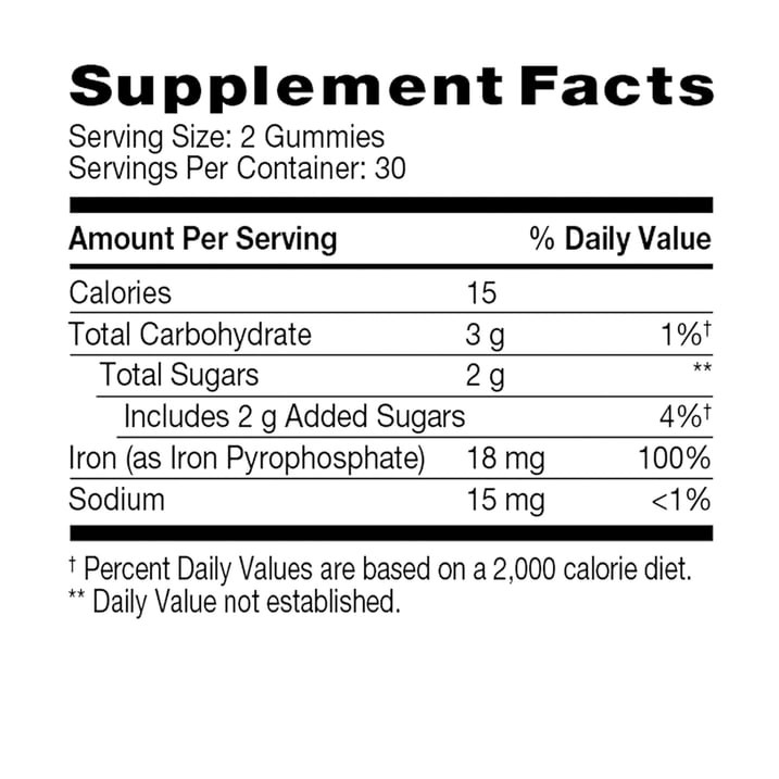 Spring Valley Iron 18mg Vegetarian Gummies Blackberry Lemon, 60 Count