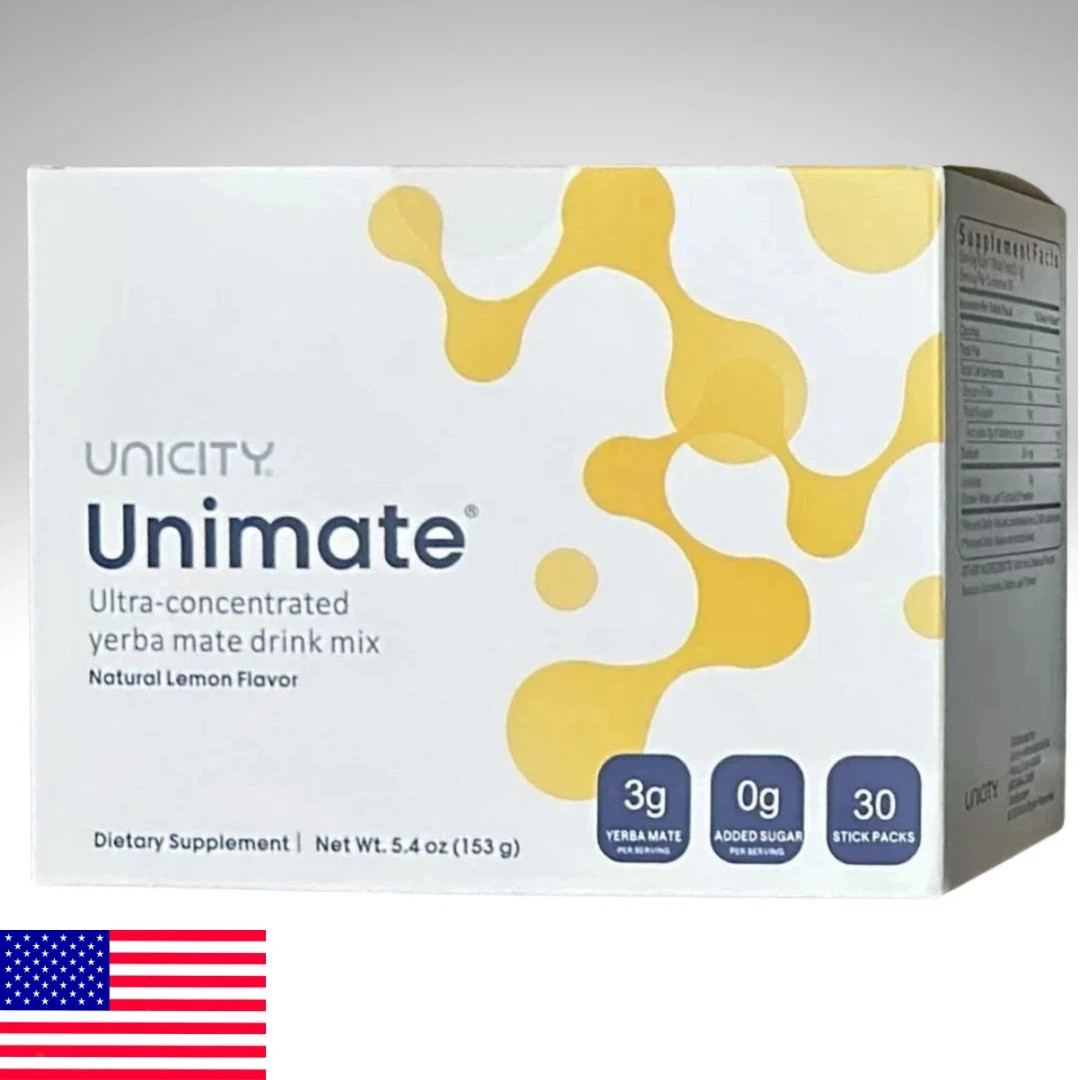 Unicity Unimate Lemon Drink Mix 30 Sachets Powder Beverage Mix Lemon Flavor Seal