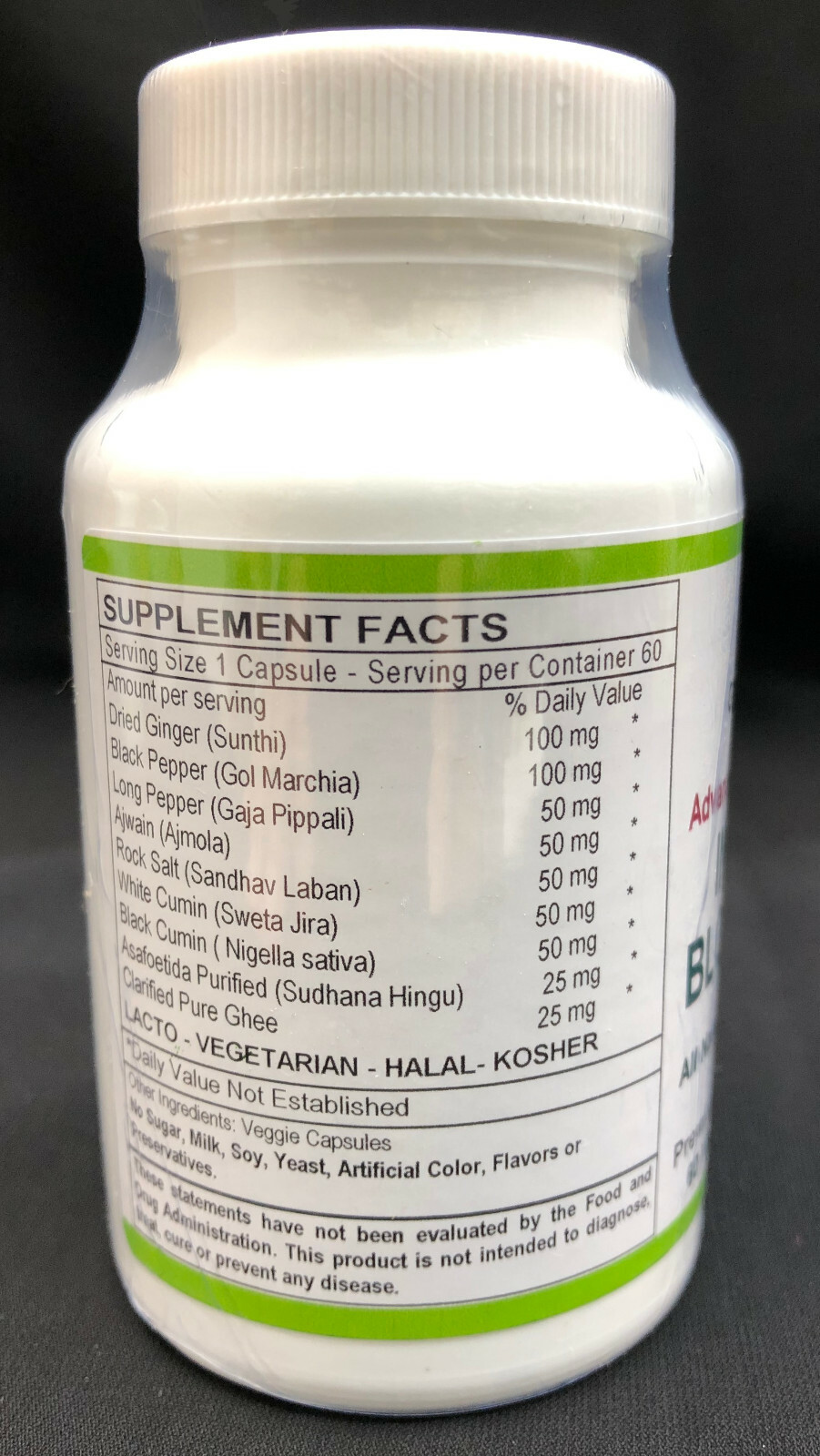 BLOATING GASTROINTESTINAL INDIGESTION CONSTIPATION GAS Herbal VEGETARIAN CAPSULE