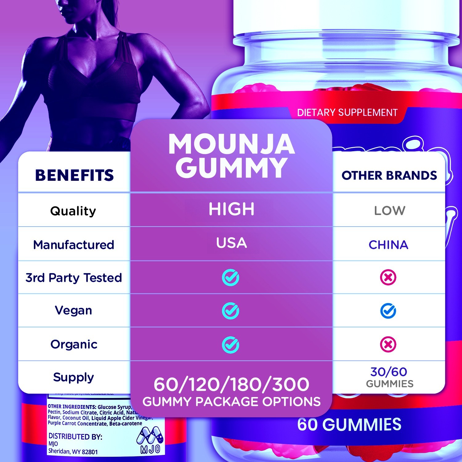 (5 Pack) Mounja Gummy ACV Keto Gummys Vitamin Max Supplement 300 Gummies