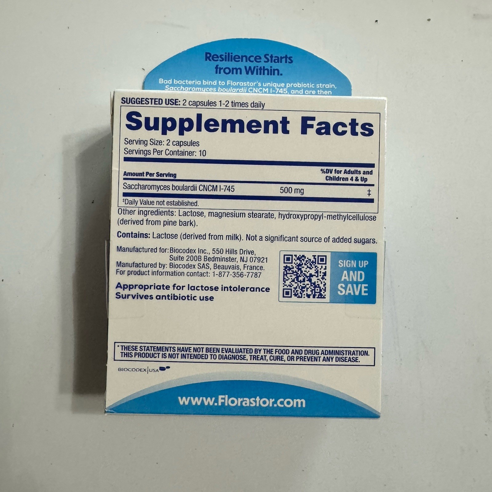 Florastor Dual Action Probiotic Supplement 20 Vegetarian Capsules Exp 3-2028 NEW