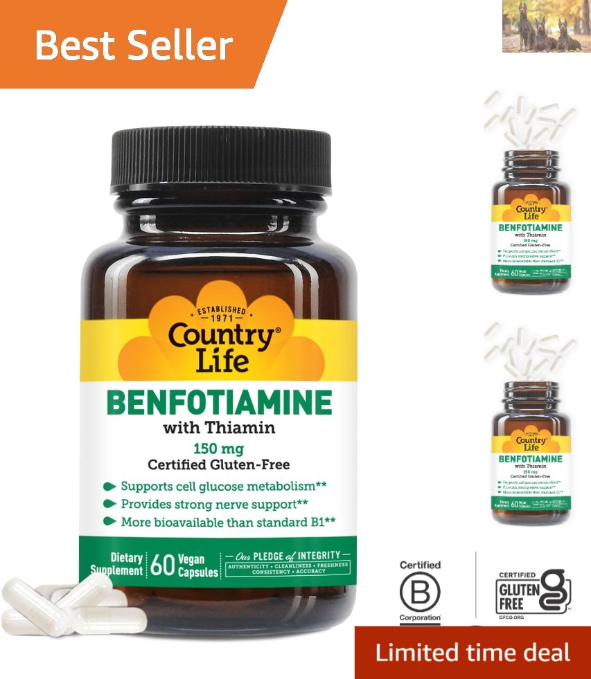Benfotiamine with Thiamin Capsules – Nerve Health & 150mg Energy Support