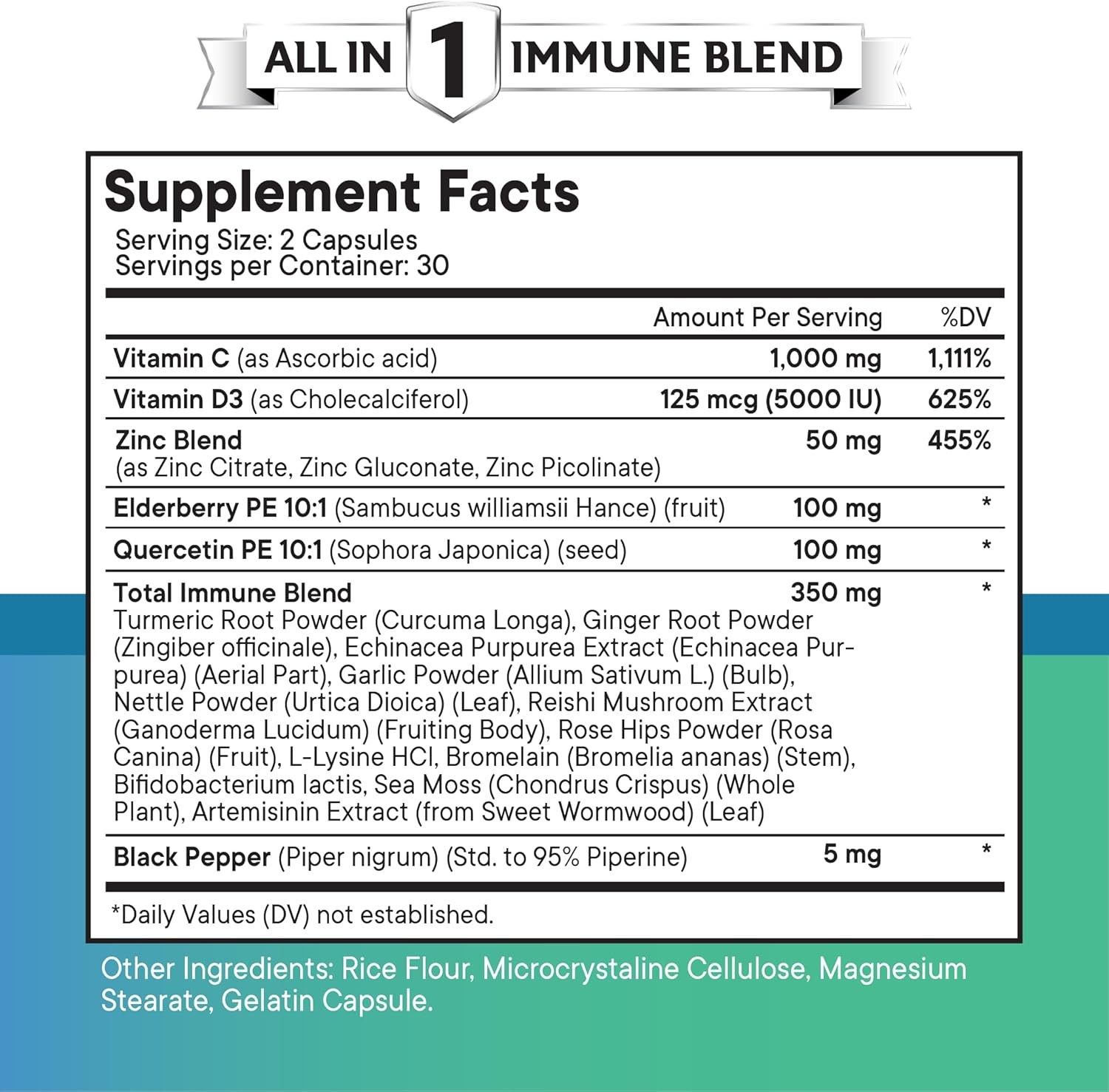 Zinc Vitamin C,D Bromelain-Nettle Supplement withArtemisinin,Echinacea-120 Count