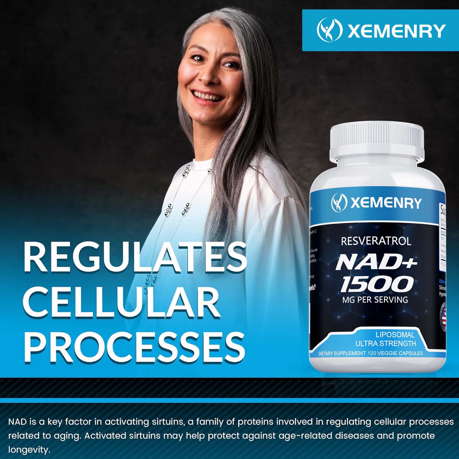 120pcs NAD+ – DNA Repair, Energy Production, Cellular Metabolism – Resveratrol