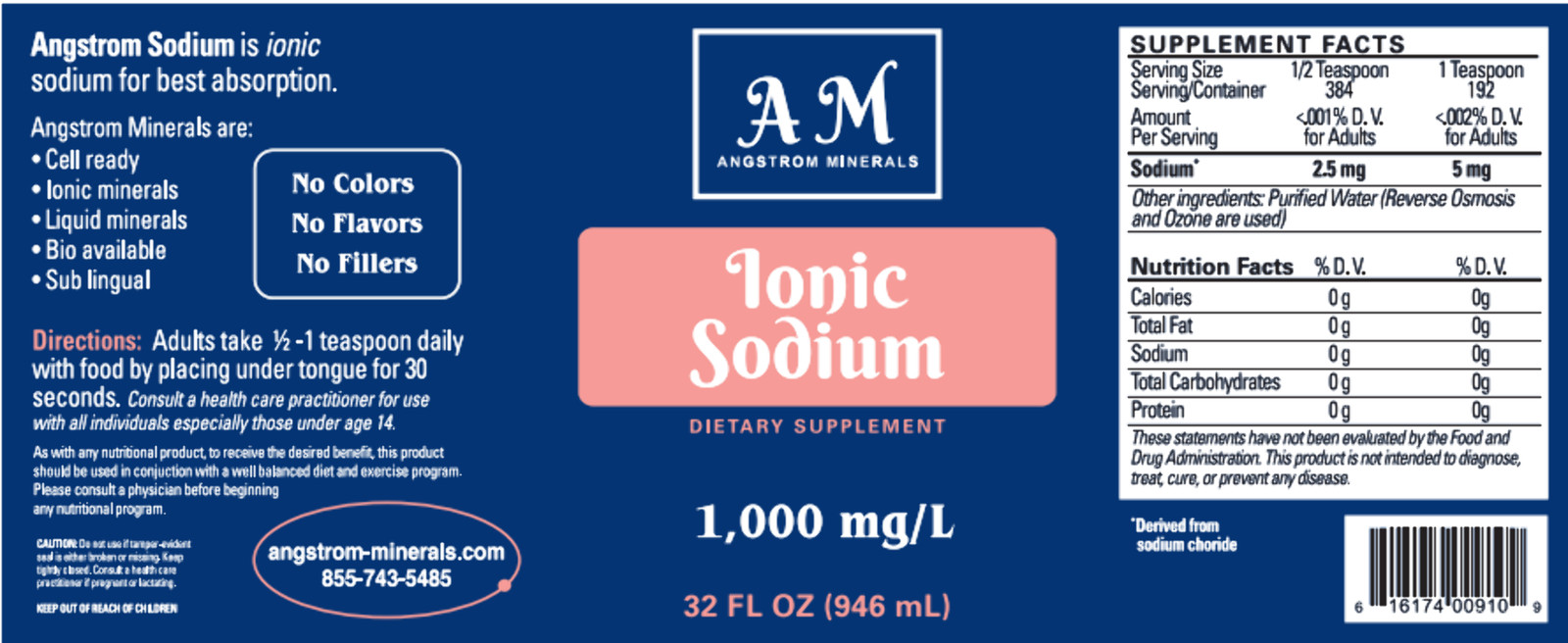32 oz Angstrom Sodium Supplement by Angstrom Minerals