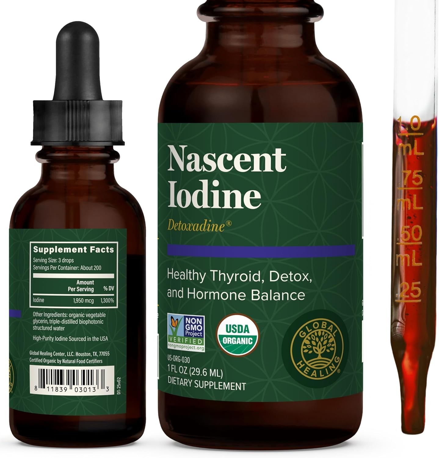 Global Healing Detoxadine Nascent Iodine 1 fl.oz pack of 2