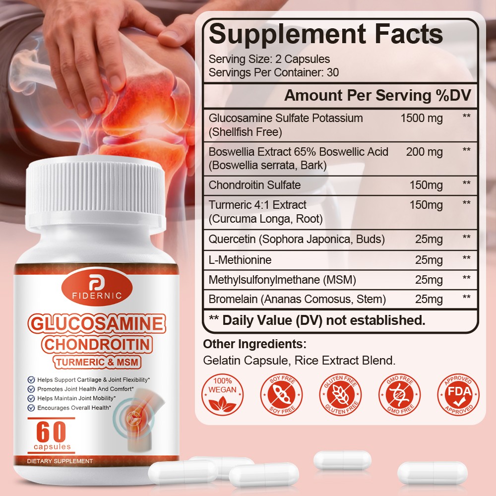 Glucosamine Chondroitin Turmeric MSM 60 Capsules Joint Support