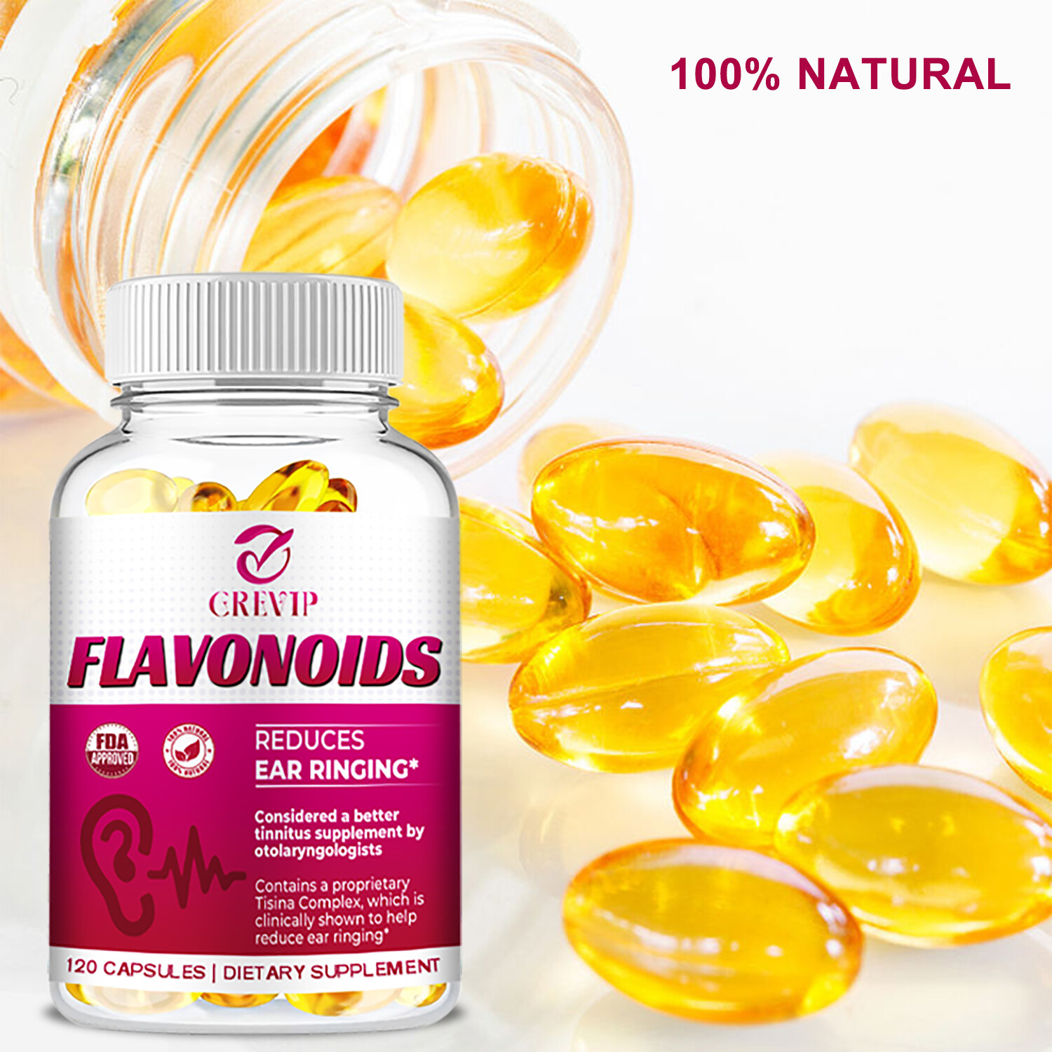 120pcs Flavonoids – Hearing Health,Boost Nervous System Health,Relieve Tinnitus