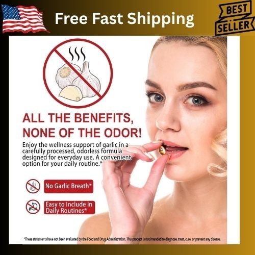 Odorless Garlic 7500Mg per Servings, 300 Softgels | 2 Years Aged Garlic Extra…