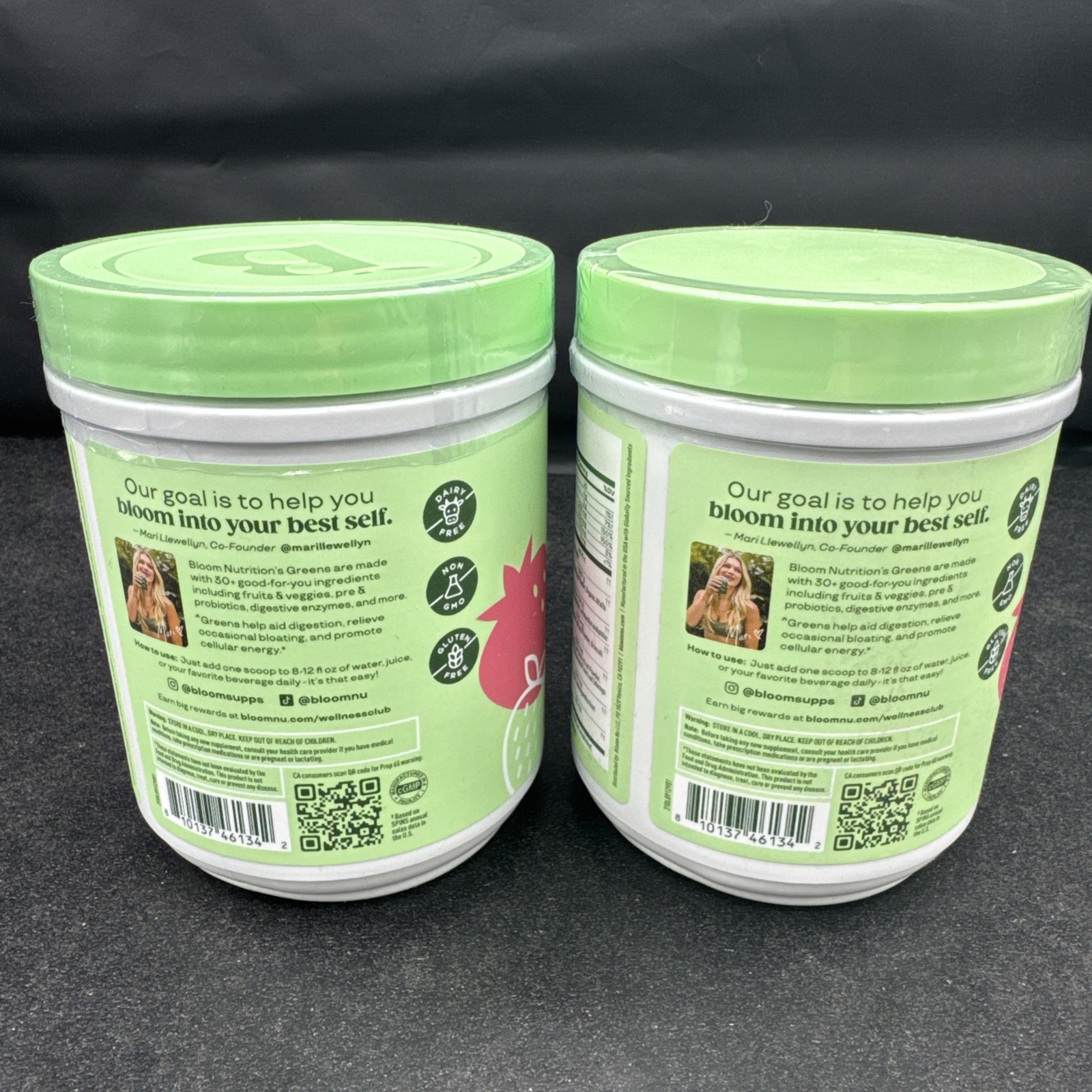 Lot of 2 – Bloom Greens & Superfoods Powder Strawberry Kiwi 48 Serving EXP 11/26