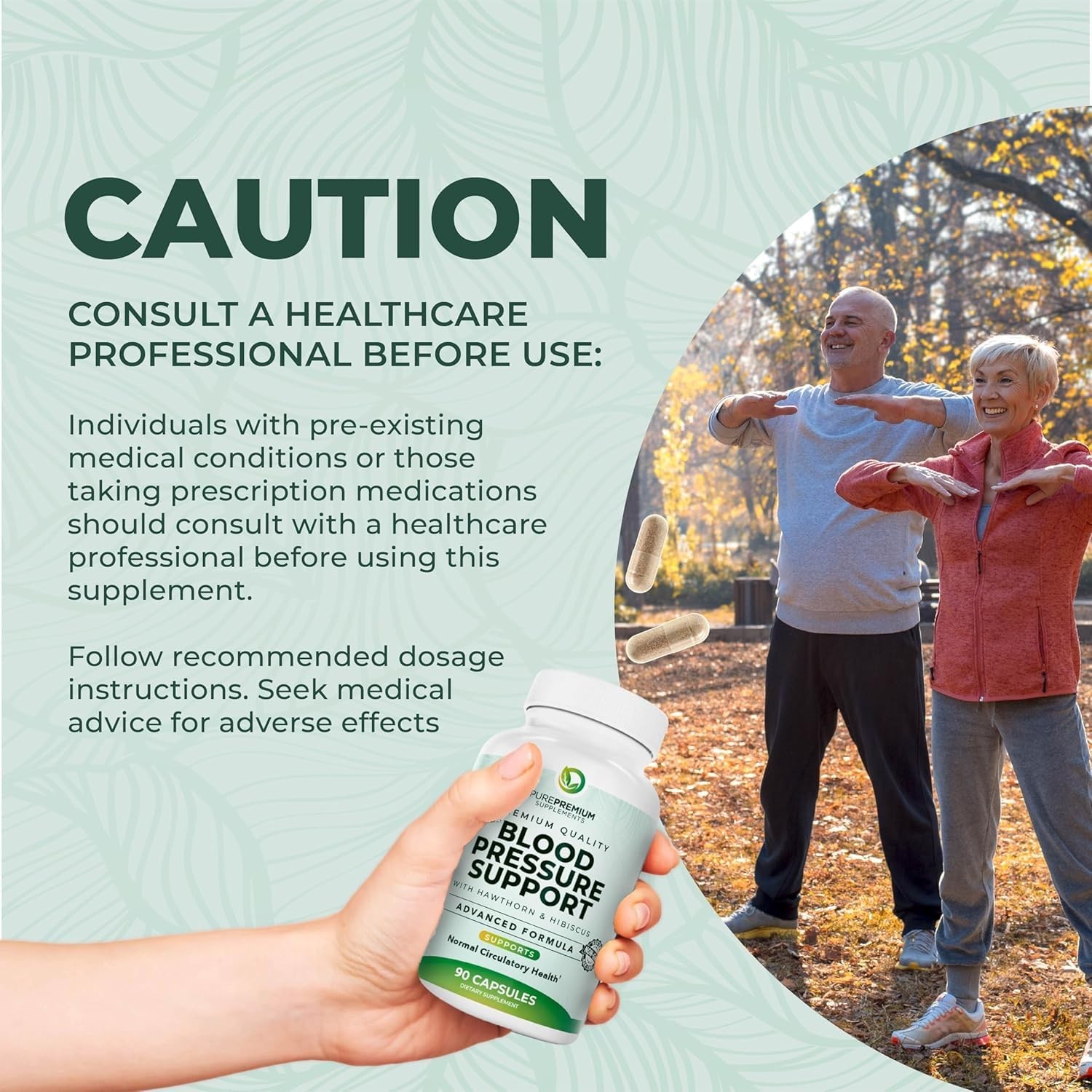 PurePremium Blood Pressure Supplements with Hawthorn 90 Count (Pack of 1)
