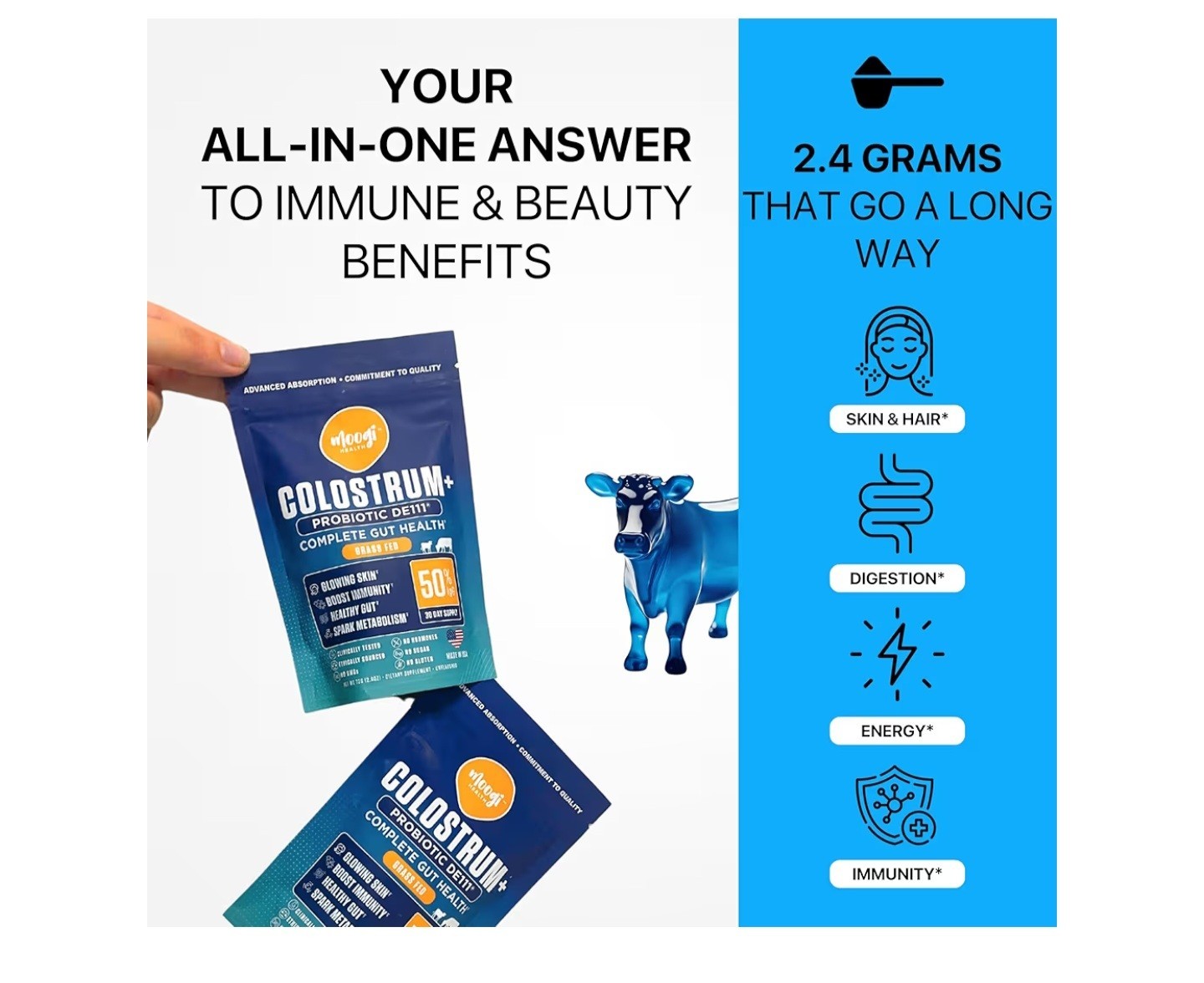 Moogi Performance+ Colostrum+DE111® Probiotic-30-D/Supply-Advanced Gut Grass Fed