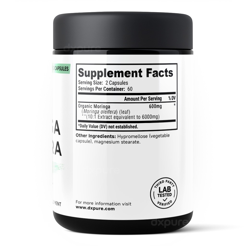Moringa Oleifera Leaf Powder Supplement – 6000mg – 120 Capsules