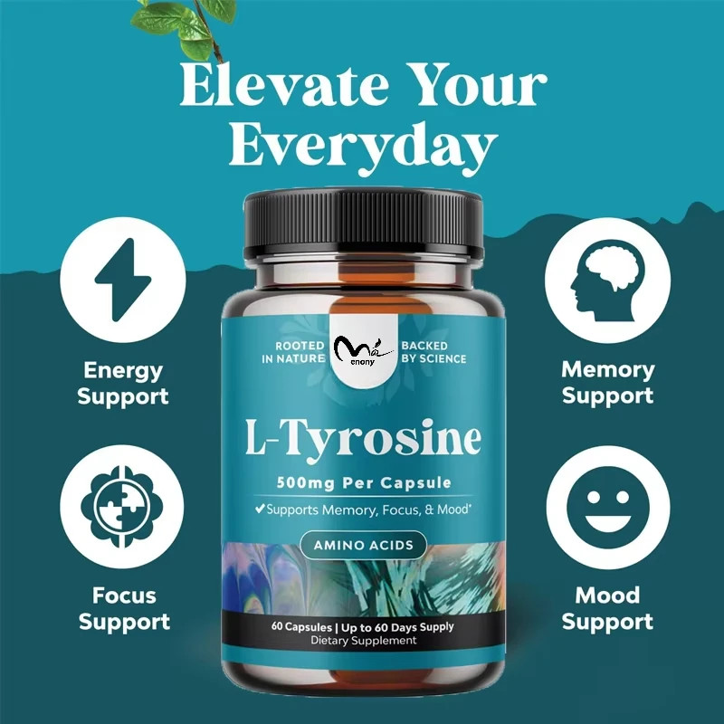 Complément L-tyrosine 500 mg capsules végétariennes mémoire concentration 60 pcs
