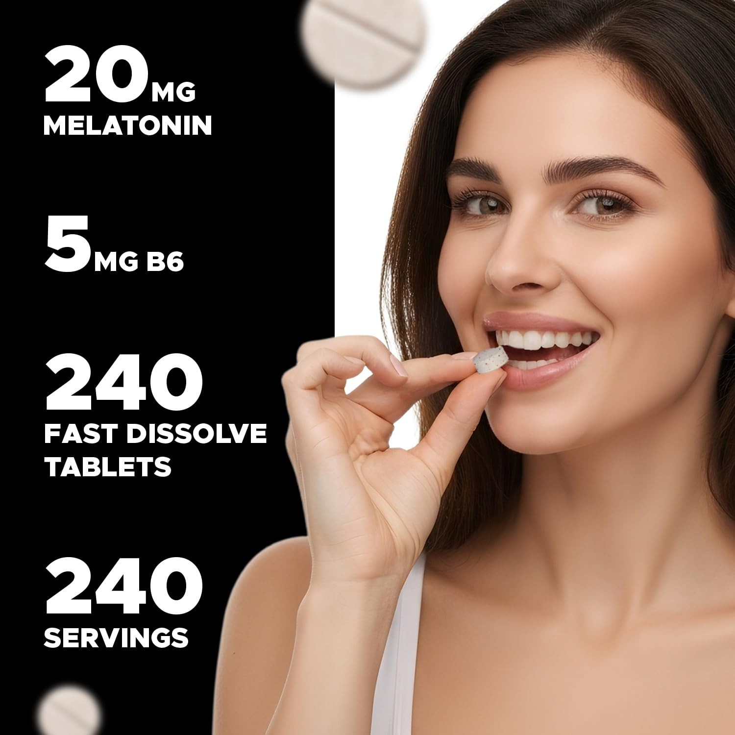 Melatonin 20mg Fast Dissolve Tablets – Drug-Free Sleep Aid, Vegetarian, Non-GMO,