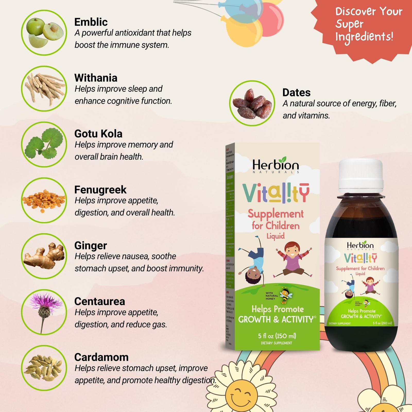 Vitality Supplement Children Promotes Growth Appetite Relieves Fatigue 5 Fl Oz