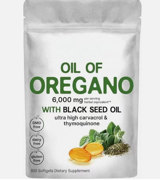 Oil of Oregano 6000mg Softgels with Black Seed Oil Carvacrol Antioxidant 300ct